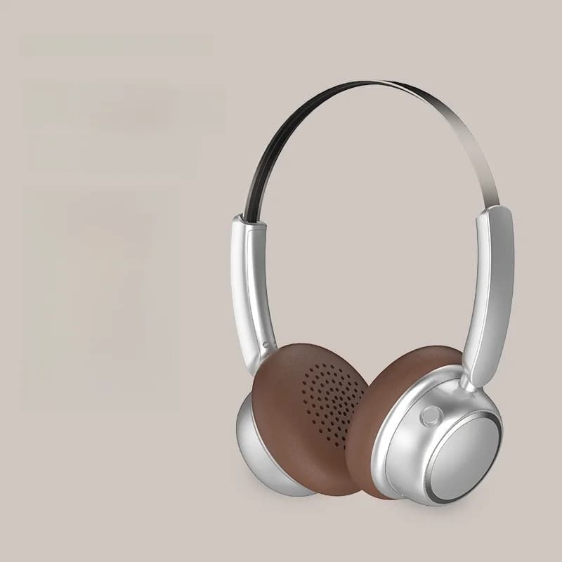Fon Telinga Bluetooth Tanpa Wayar Retro dengan Bantalan Kepala Logam & Bateri Tahan Lama
