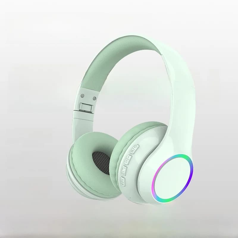 Fon Kepala Bluetooth Tanpa Wayar Over-Ear dengan Lampu LED dan Mikrofon