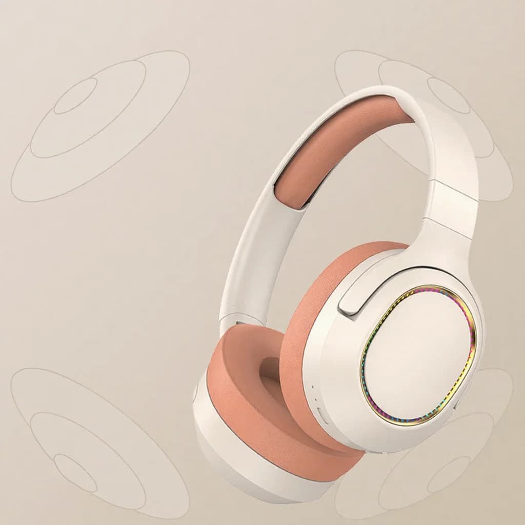Fon Kepala Gaming RGB Tanpa Wayar Bluetooth Over-Ear Stereo