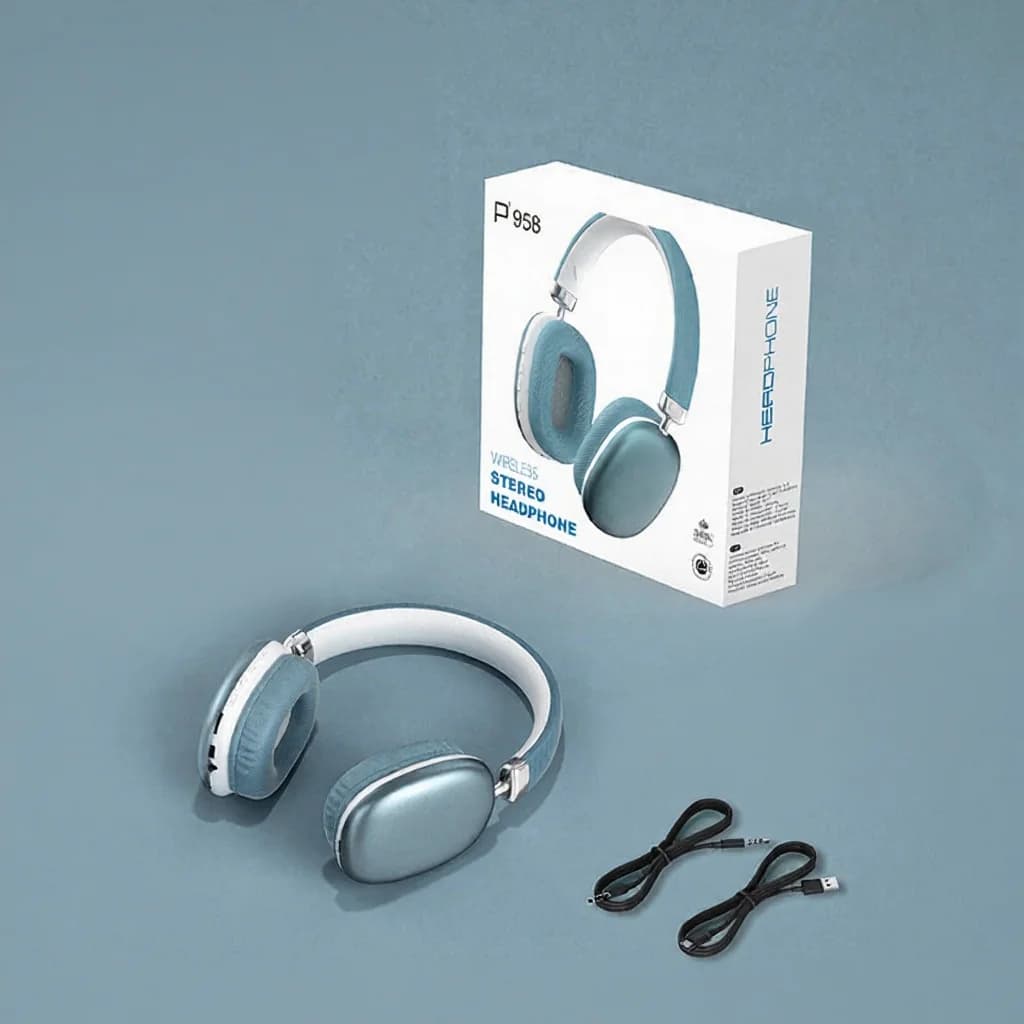 Fon Kepala Over-Ear Tanpa Wayar dengan Radio FM & Slot Kad TF