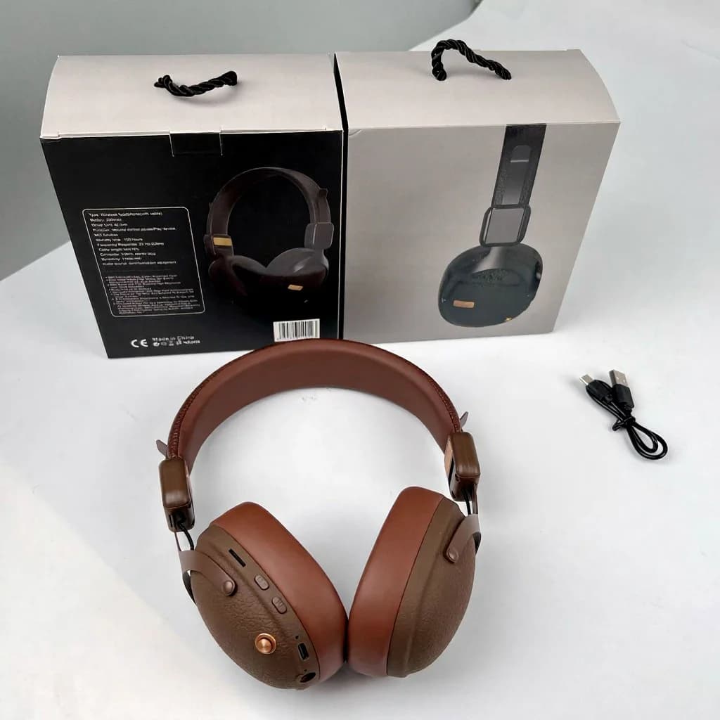 Fon Telinga Over-Ear Tanpa Wayar Retro Dengan Bluetooth 5.4 dan Hayat Bateri Panjang