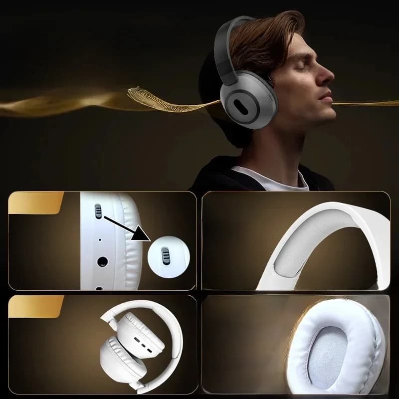 Fon Kepala Bluetooth Tanpa Wayar Over-Ear dengan Hayat Bateri Panjang
