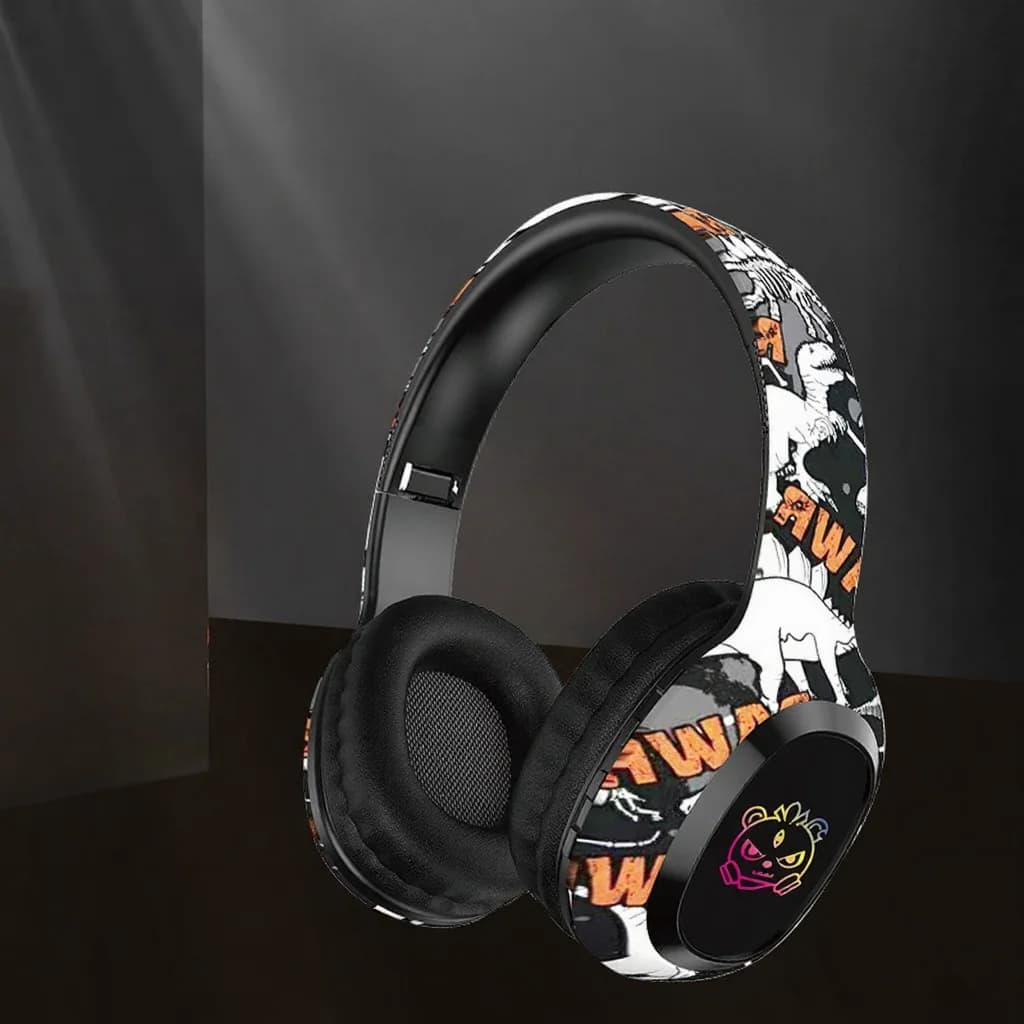 Fon Telinga Bluetooth Over-Ear dengan Radio FM dan Lampu LED