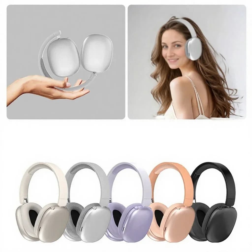 Fon Telinga Bluetooth Tanpa Wayar Over-Ear dengan Radio FM dan Slot Kad TF