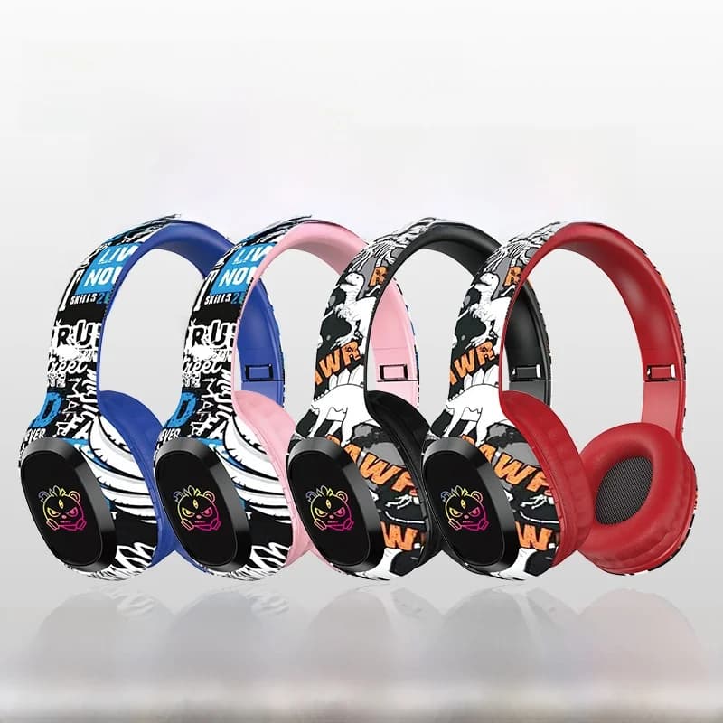 Fon Kepala Over-Ear Tanpa Wayar dengan Slot Kad TF dan Bluetooth