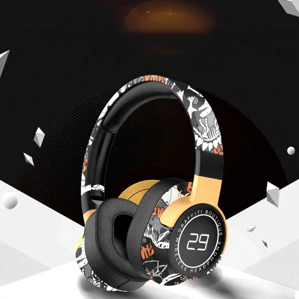 Fon Kepala Bluetooth Tanpa Wayar Over-Ear dengan Radio FM & Bass Mendalam