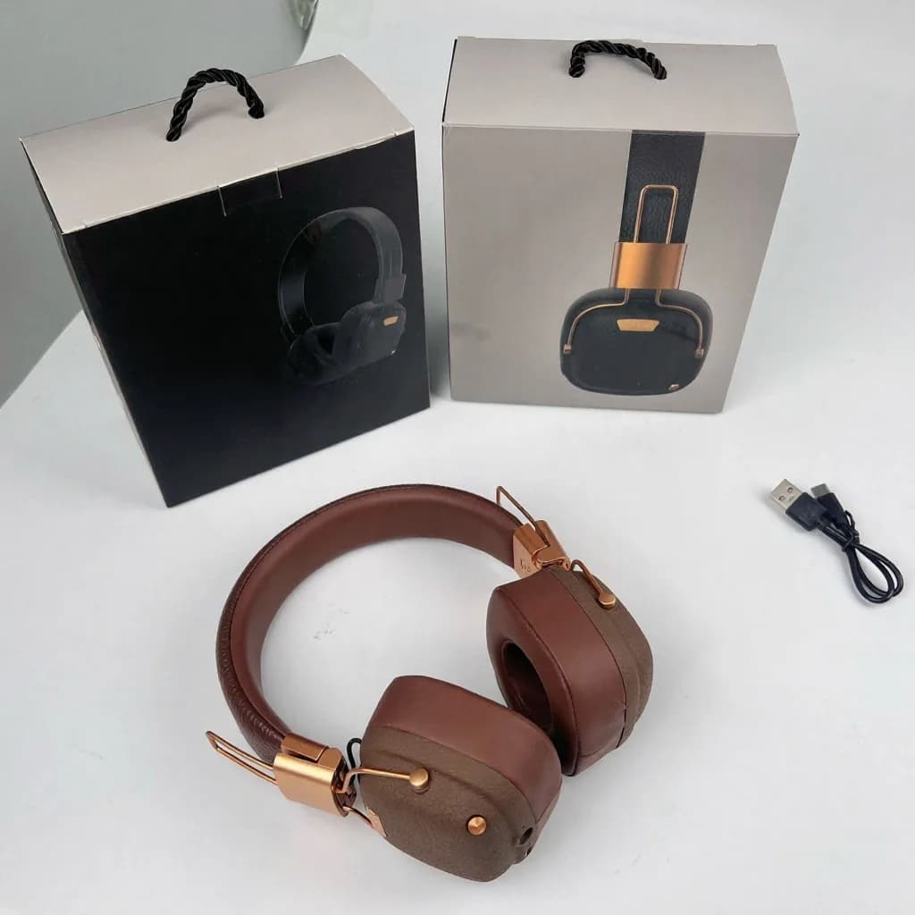 Fon Kepala Bluetooth Over-Ear Retro dengan Mod EQ & Reka Bentuk Boleh Lipat