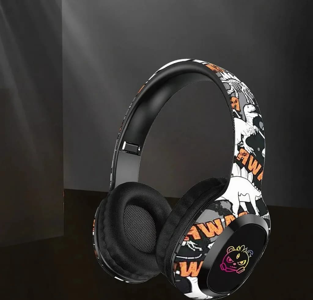 Fon Telinga Bluetooth Over-Ear dengan Radio FM dan Lampu LED