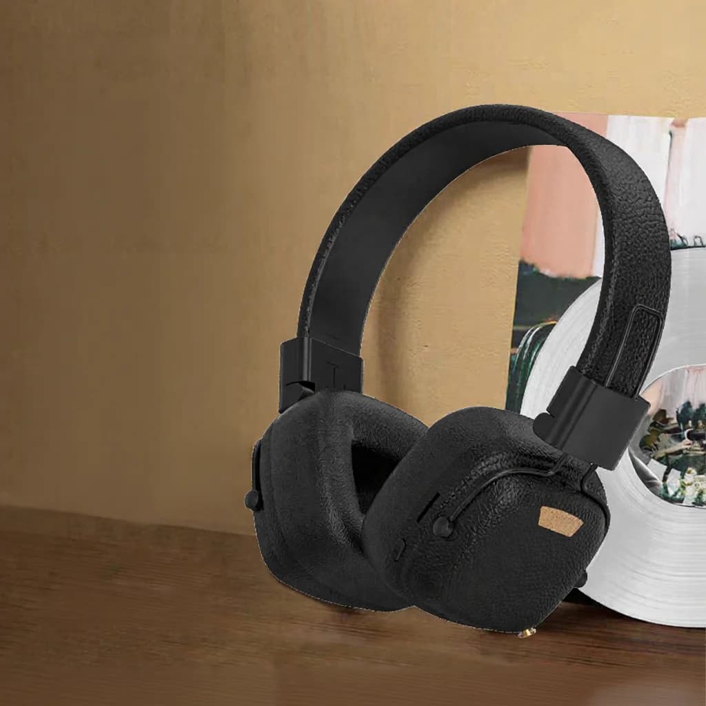 Fon Kepala Bluetooth Over-Ear Retro dengan Mod EQ & Reka Bentuk Boleh Lipat
