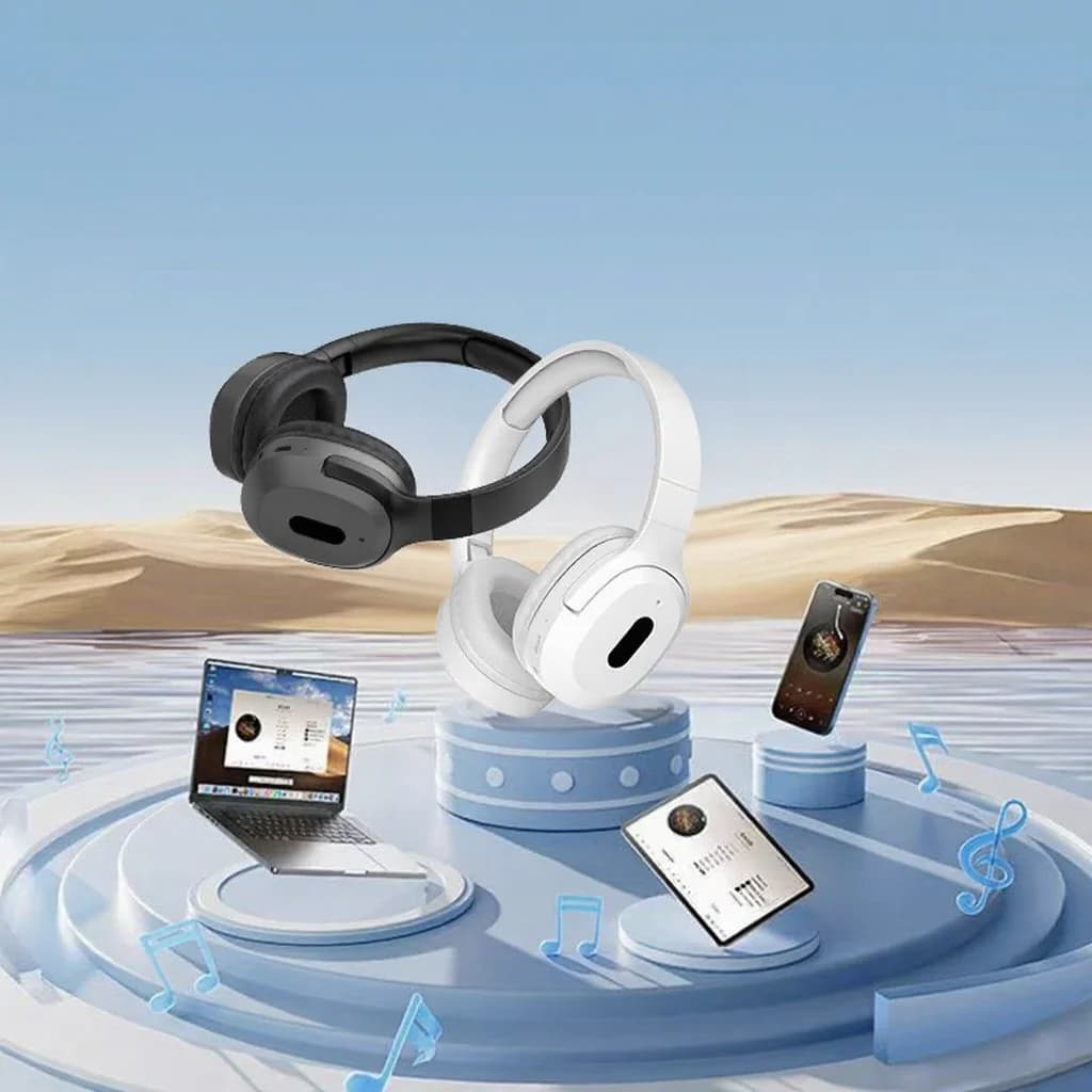 Fon Telinga Bluetooth Tanpa Wayar Atas Telinga Type-C Muzik Stereo