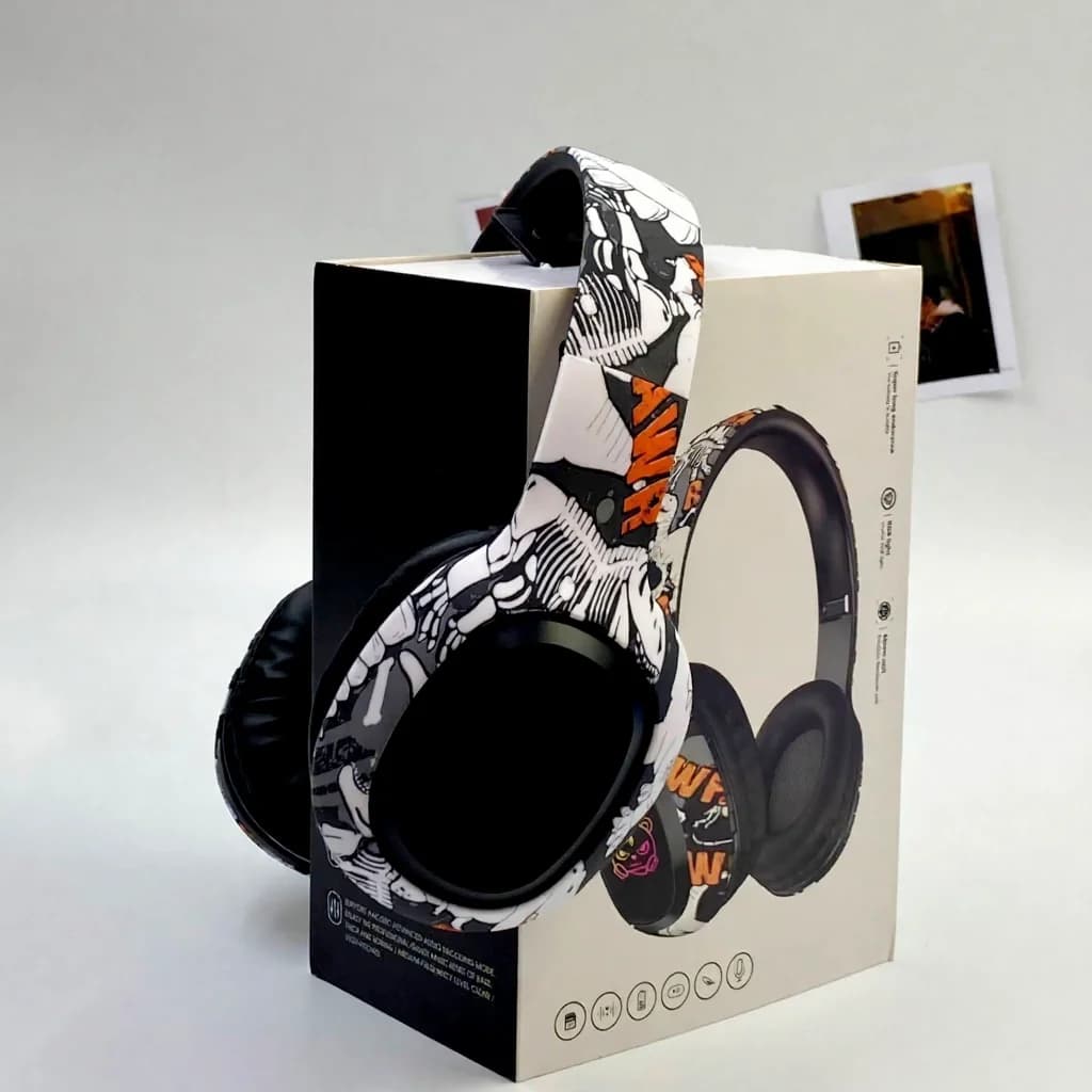 Fon Telinga Bluetooth Over-Ear dengan Radio FM dan Lampu LED