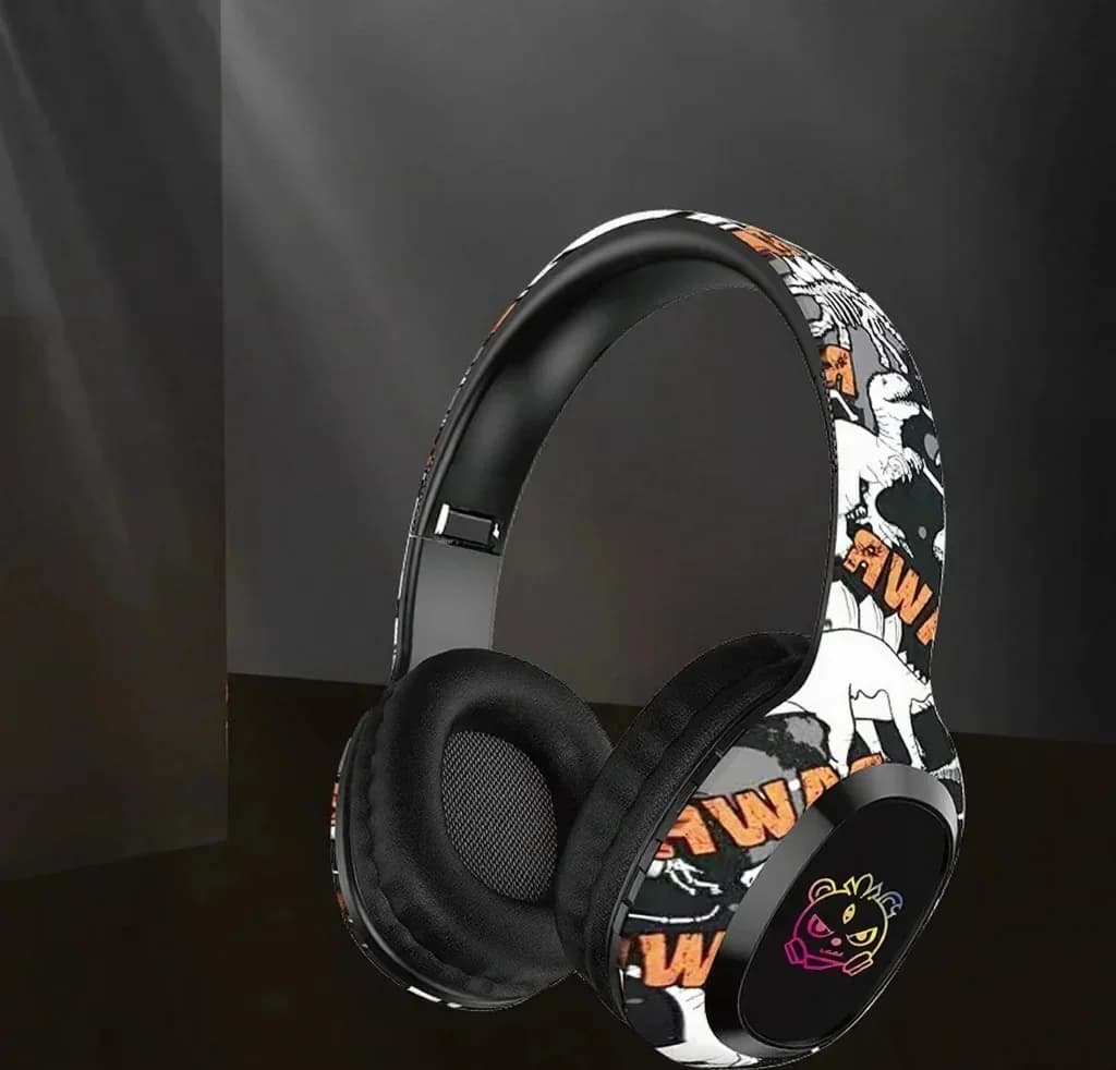 Fon Telinga Bluetooth Over-Ear dengan Radio FM dan Lampu LED