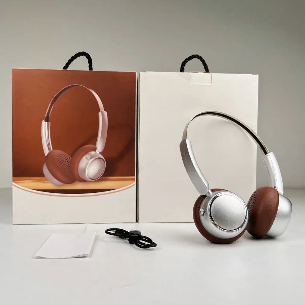Fon Kepala Tanpa Wayar Over-Ear Retro dengan Radio FM dan Bluetooth 5.4