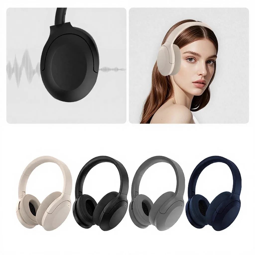 Fon Kepala Bluetooth Over-Ear Tanpa Wayar Stereo dengan Pembatalan Bunyi Aktif