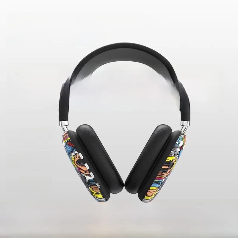 Fon Telinga Tanpa Wayar Over-Ear Grafiti dengan Kad TF dan AUX