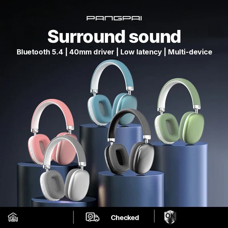 Fon Kepala Over-Ear Tanpa Wayar dengan Radio FM & Slot Kad TF