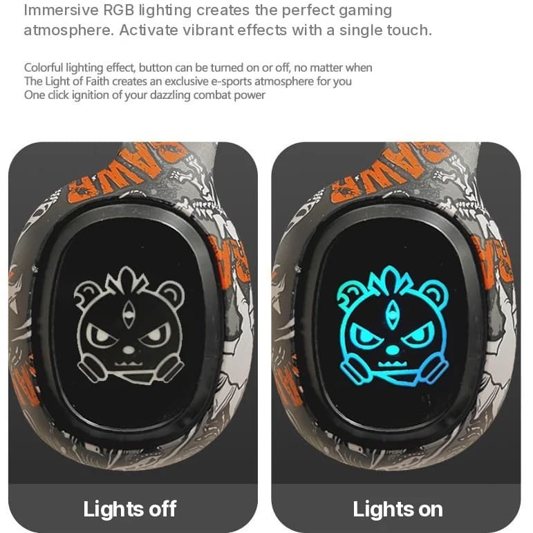 Fon Telinga Bluetooth Over-Ear dengan Radio FM dan Lampu LED