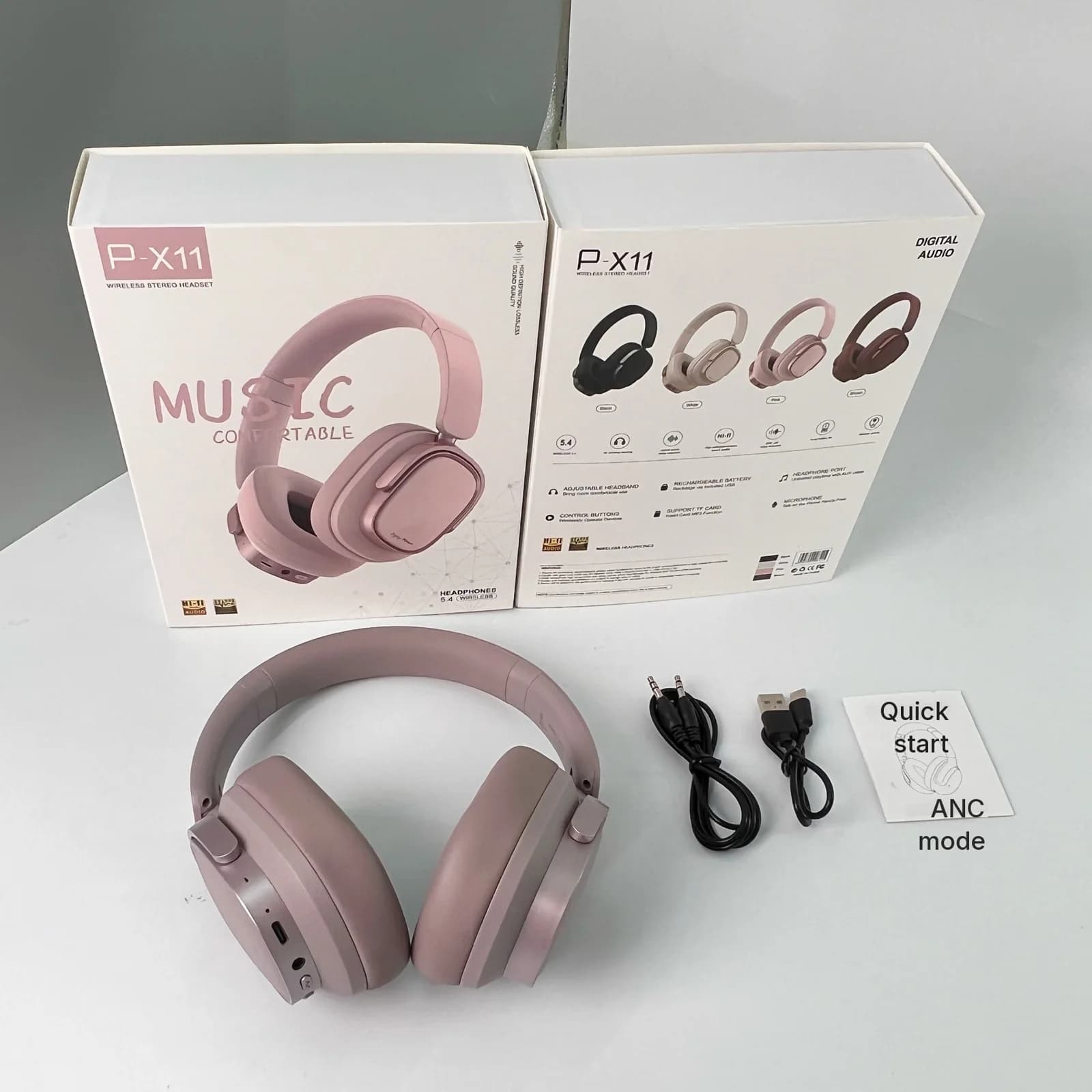 Fon Telinga Tanpa Wayar Over-Ear Retro dengan Pembatalan Hingar Aktif