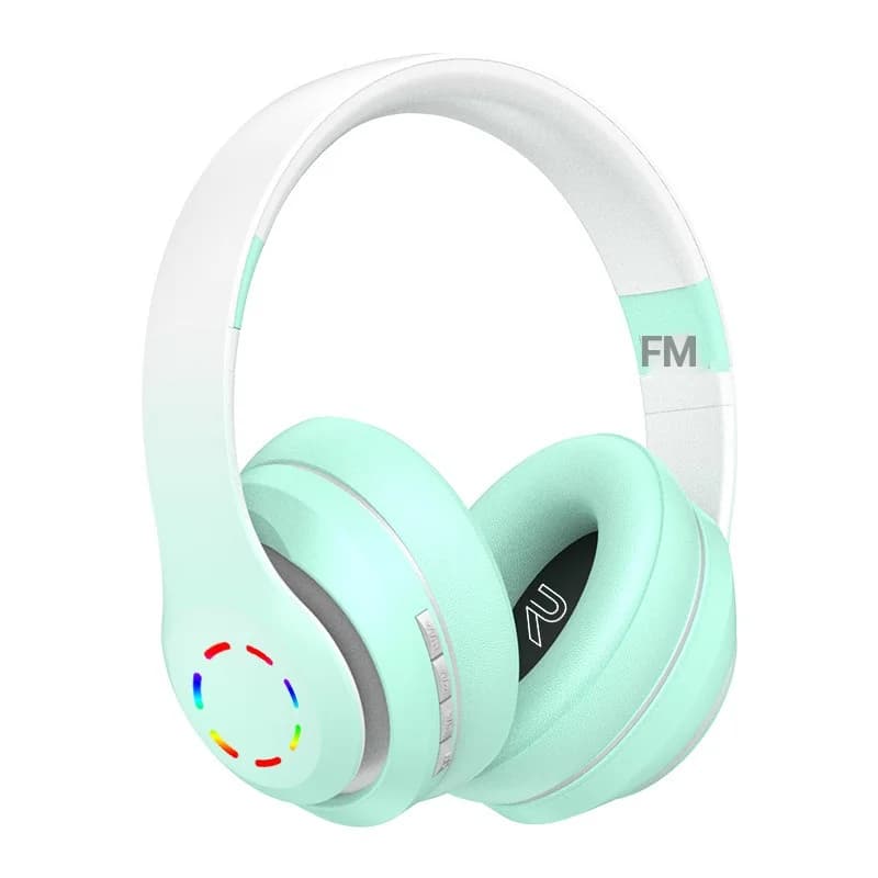 Fon Telinga Tanpa Wayar Over-Ear dengan Lampu LED & Radio FM