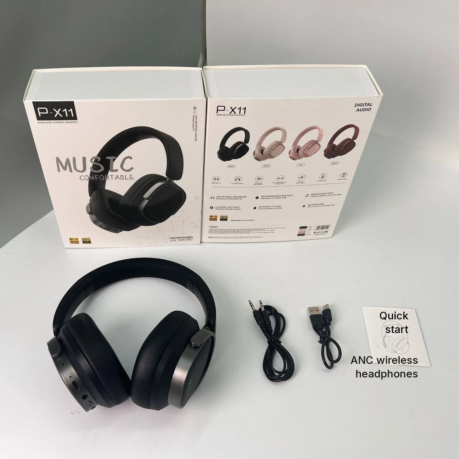 Fon Telinga Tanpa Wayar Over-Ear Retro dengan Pembatalan Hingar Aktif