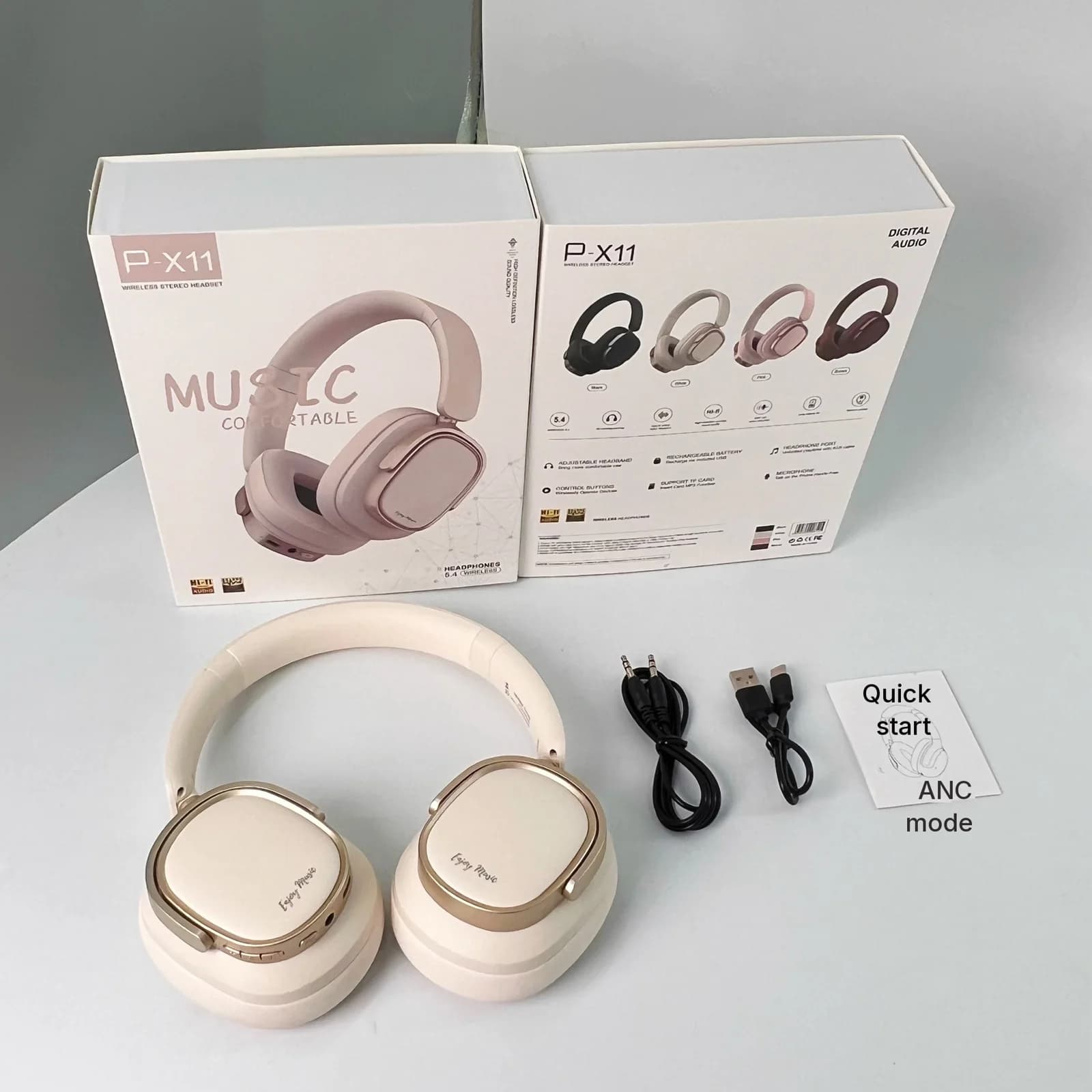 Fon Kepala Bluetooth Over-Ear Retro dengan Pembatalan Hingar Aktif