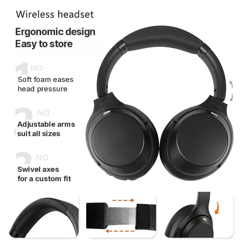 Fon Kepala Bluetooth Tanpa Wayar Over-Ear dengan Pembatalan Bunyi Aktif