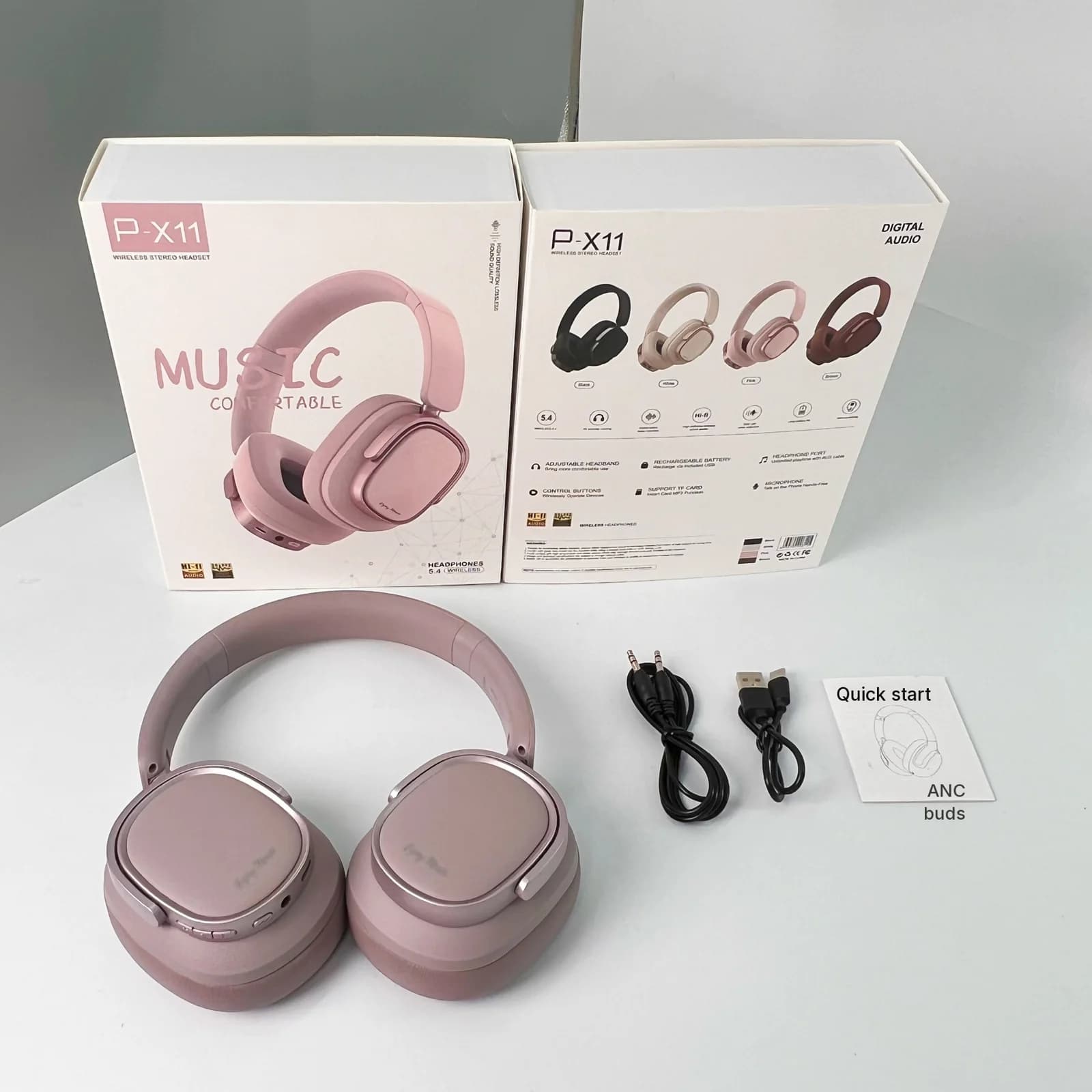 Fon Kepala Bluetooth Over-Ear Retro dengan Pembatalan Hingar Aktif