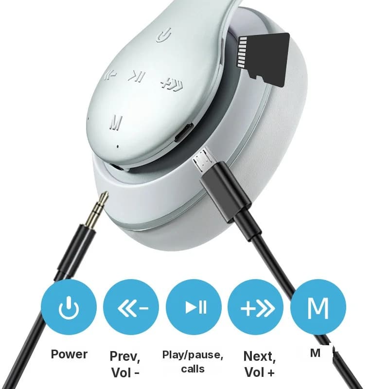 Fon Telinga Tanpa Wayar Bluetooth Over-Ear dengan Hayat Bateri Panjang