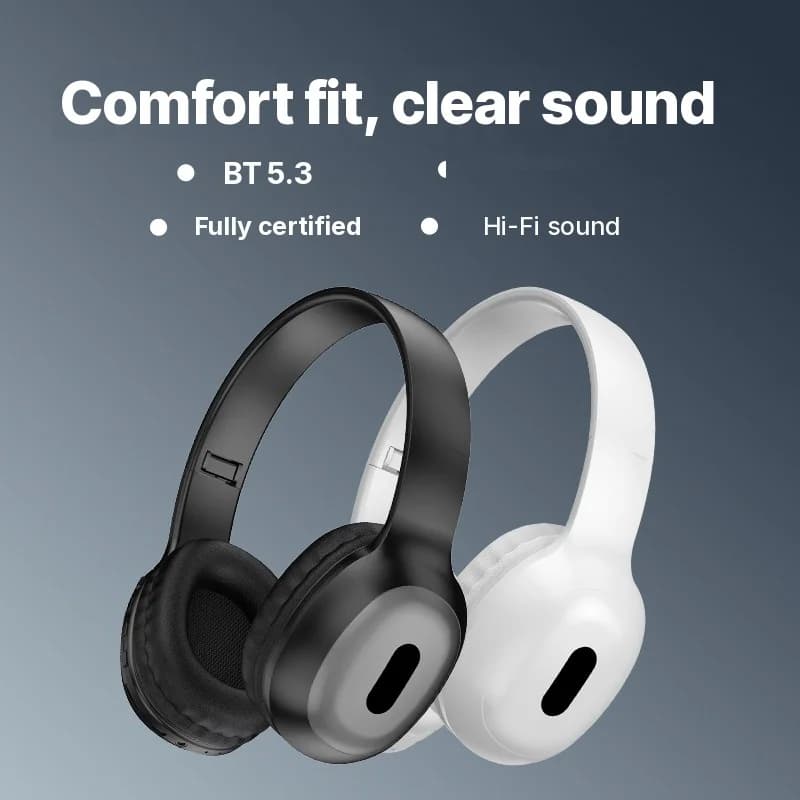 Fon Telinga Bluetooth Over-Ear dengan Slot Kad TF dan Input AUX