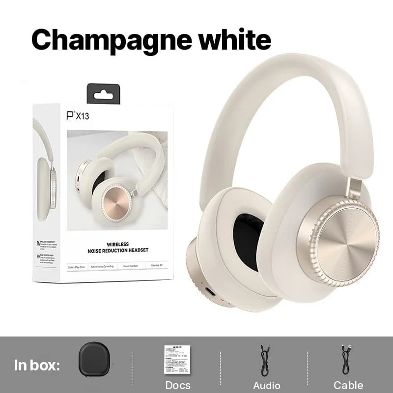 Fon Telinga Bluetooth Tanpa Wayar Over-Ear dengan Pembatalan Hingar dan Sarung