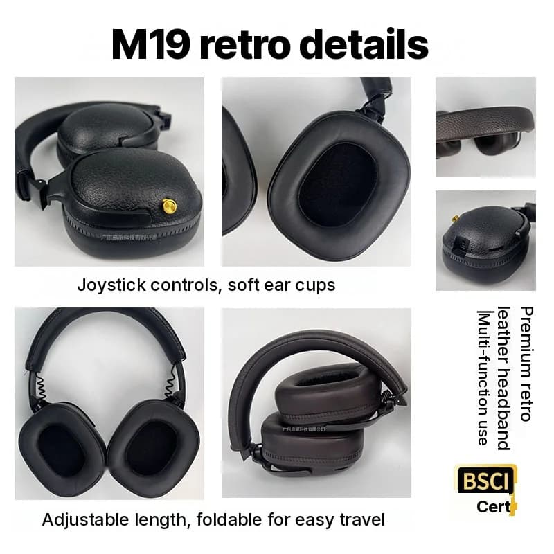 Fon Kepala Bluetooth Over-Ear Retro Tanpa Wayar Stereo dengan Mikrofon