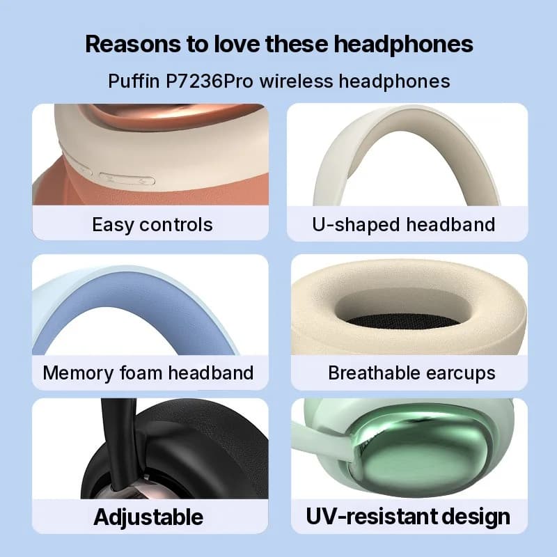 Fon Telinga Bluetooth Tanpa Wayar Over-Ear dengan Mic dan Pemacu 40mm