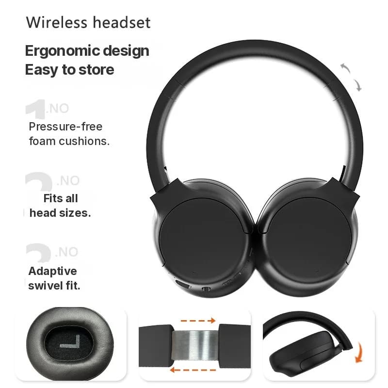 Fon Telinga Bluetooth Tanpa Wayar ANC Over-Ear Bateri Tahan Lama