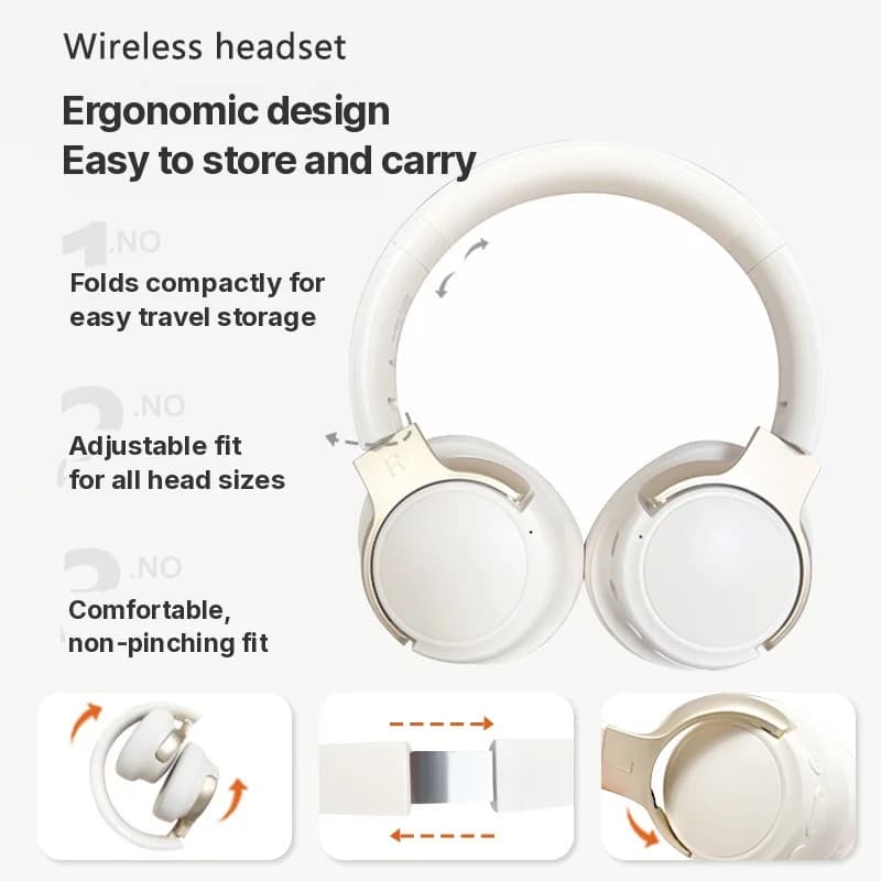 Fon Kepala Bluetooth Over-Ear Tanpa Wayar dengan Pembatalan Bunyi Aktif
