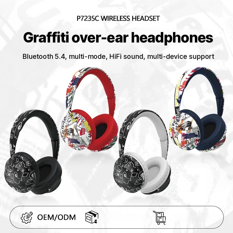 Fon Telinga Tanpa Wayar Over-Ear dengan Bluetooth 5.4 & Slot Kad TF