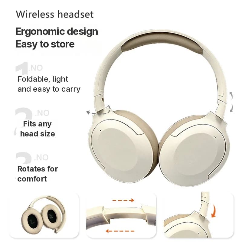 Fon Telinga Bluetooth Over-Ear Tanpa Wayar dengan Latensi Rendah & Bateri Tahan Lama