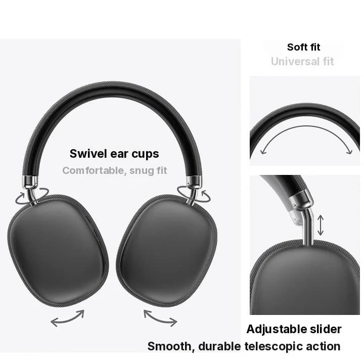 Fon Telinga Over-Ear Bluetooth Tanpa Wayar Dengan Bass Mendalam dan Pengecasan Type-C