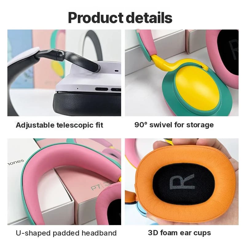 Fon Telinga Bluetooth Over-Ear Tanpa Wayar dengan Mic, Radio FM, Type-C