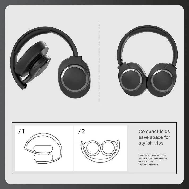 Fon Kepala Bluetooth Tanpa Wayar Over-Ear dengan Radio FM dan Slot Kad TF