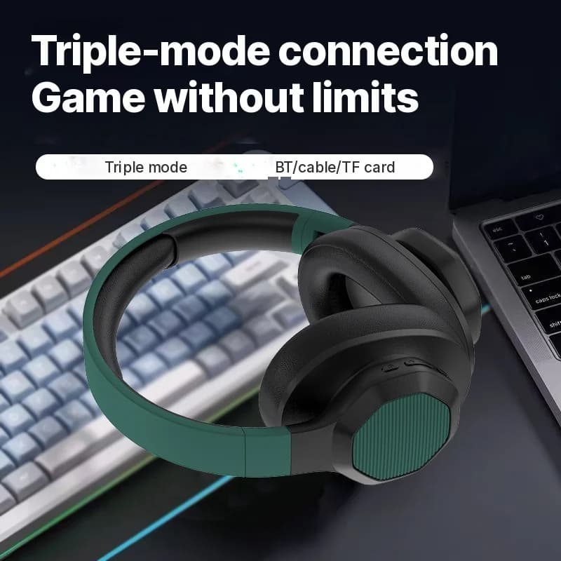 Fon Kepala Bluetooth Over-Ear dengan Radio FM dan Slot Kad TF