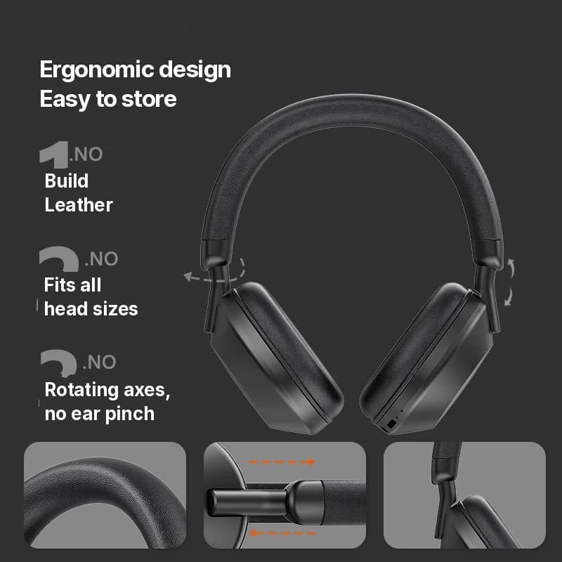 Fon Kepala Over-Ear Tanpa Wayar dengan Radio FM & Bluetooth 5.4