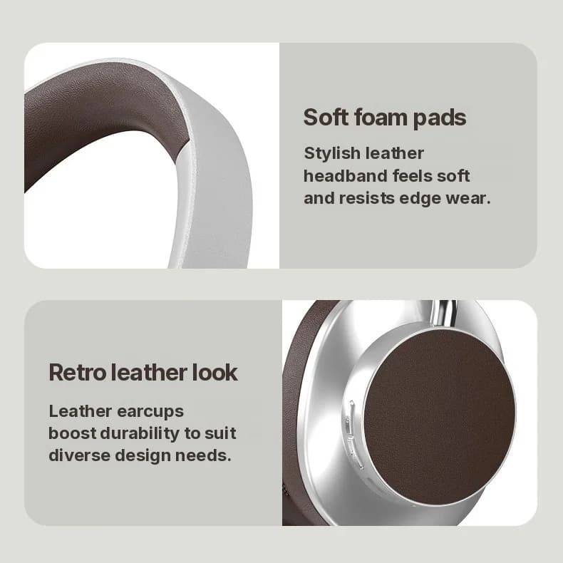 Fon Kepala Bluetooth Tanpa Wayar Over-Ear Retro dengan Radio FM & Slot Kad TF