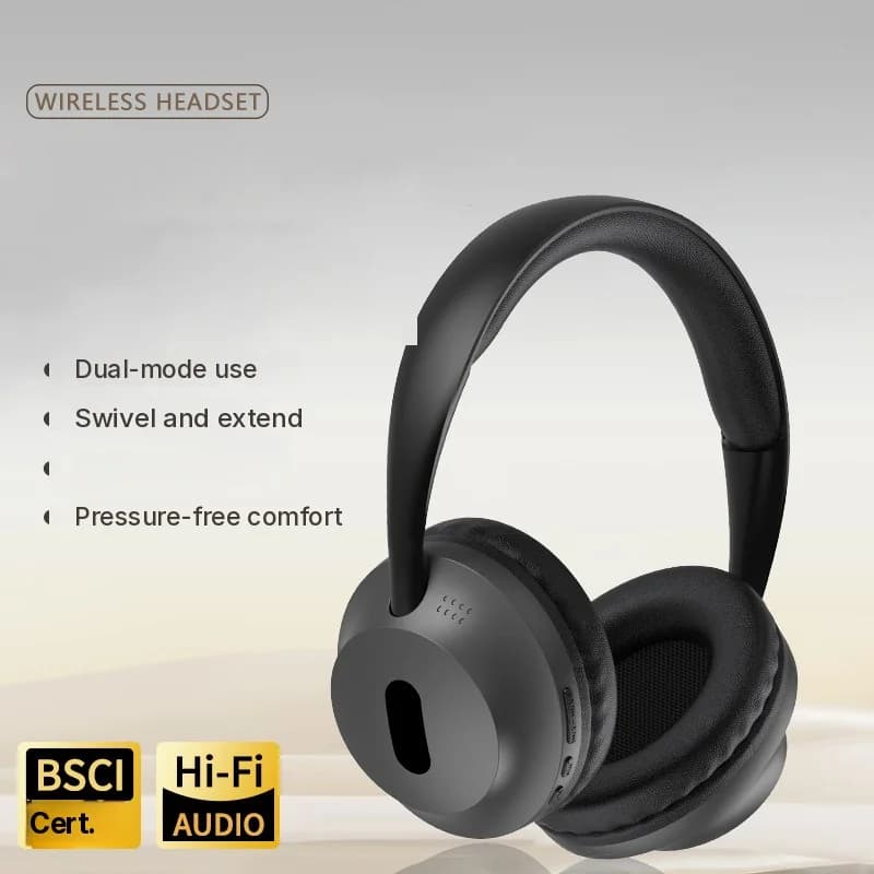 Fon Kepala Bluetooth Wireless Over-Ear dengan Mic & Kabel Audio 3.5mm