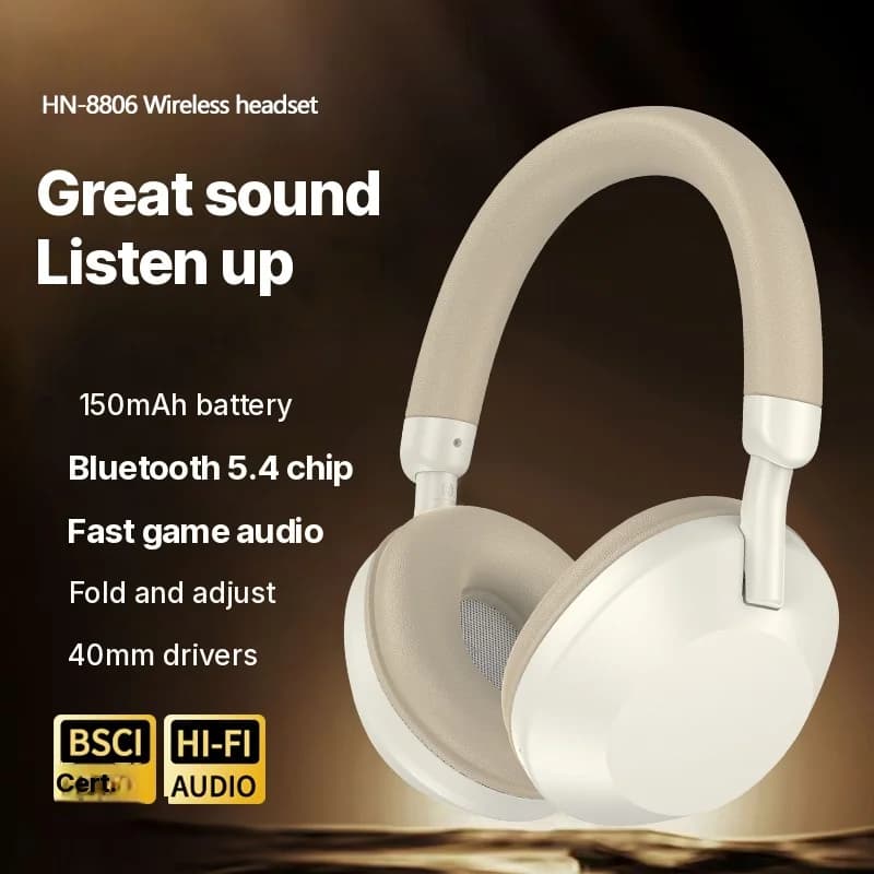 Fon Kepala Over-Ear Tanpa Wayar dengan Radio FM & Bluetooth 5.4