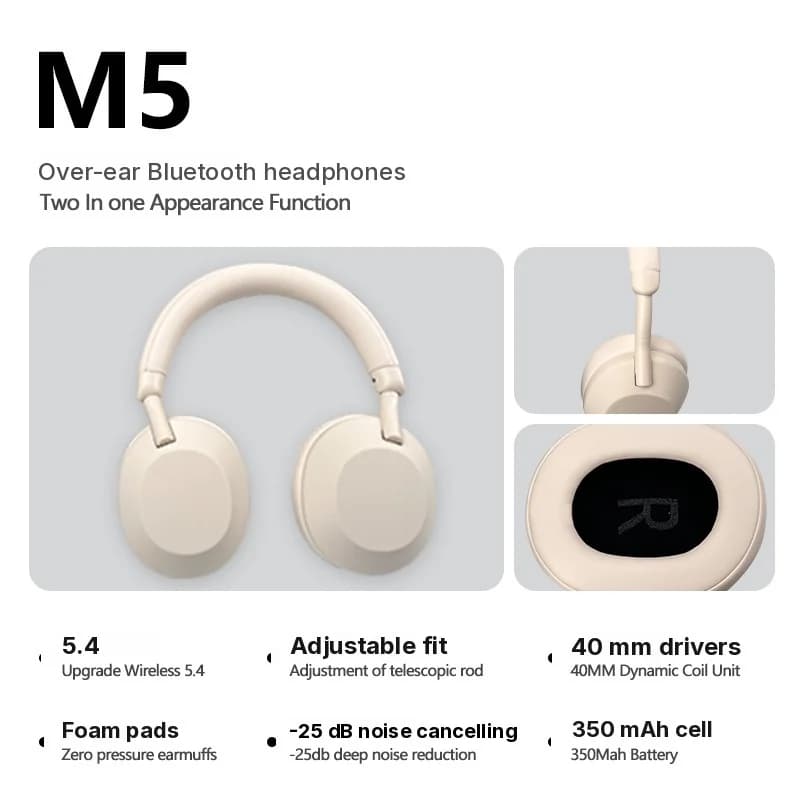 Fon Telinga Tanpa Wayar Bluetooth Over-Ear ANC Pembatalan Hingar Aktif