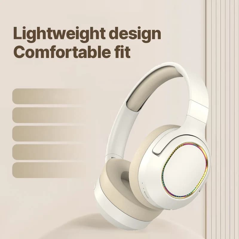 Fon Kepala Gaming RGB Tanpa Wayar Bluetooth Over-Ear Stereo