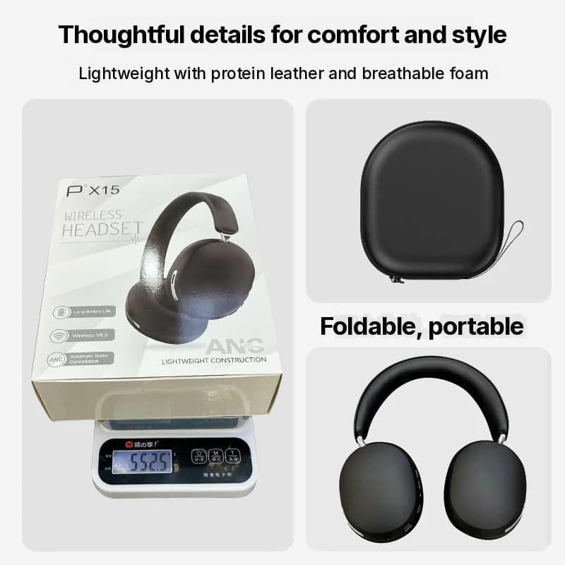 Fon Telinga Tanpa Wayar Over-Ear dengan ANC, Pengecasan Type-C