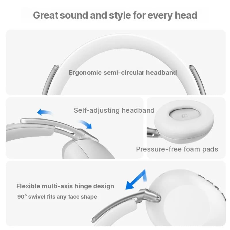 Fon Telinga Bluetooth Tanpa Wayar Over-Ear dengan Pembatalan Bunyi Aktif