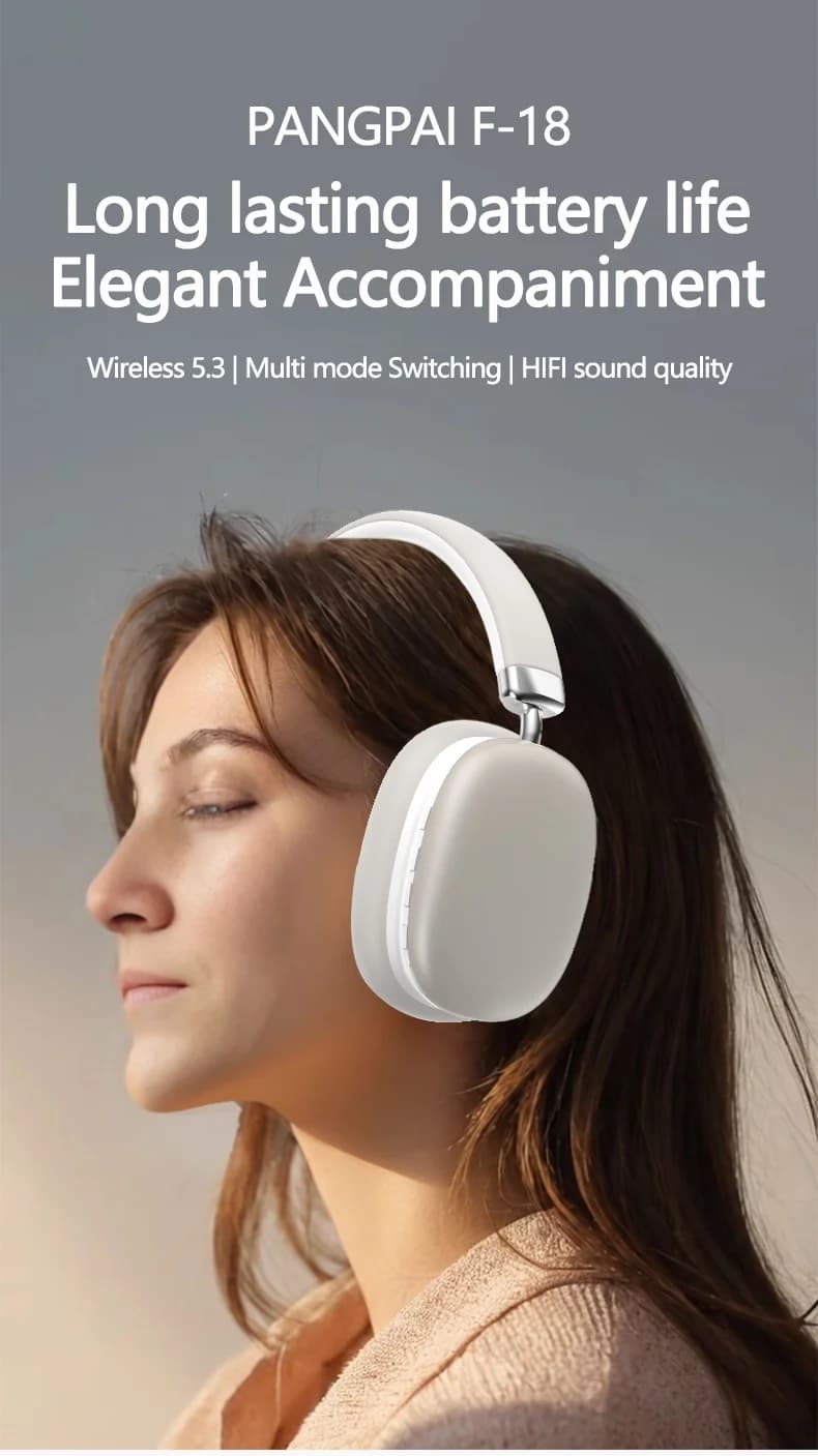 Fon Telinga Tanpa Wayar Over-Ear dengan Radio FM, Slot Kad TF & Mod Berwayar