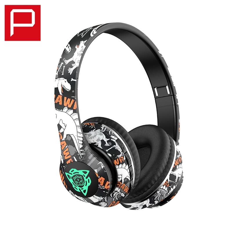 Fon Kepala Bluetooth Tanpa Wayar Over-Ear Reka Bentuk Graffiti Boleh Lipat